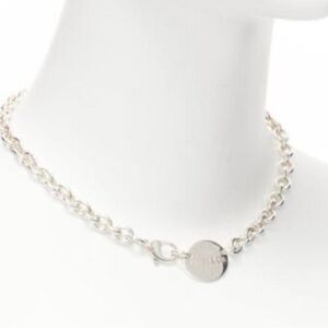 TIFFANY & CO Oval Tag choker sterling silver necklace.
